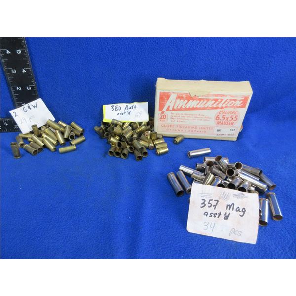 Brass Only Unprimed - 32 S&W, 380 ACP, 357 Mag & 6.5X55 Collector Box (Empty)