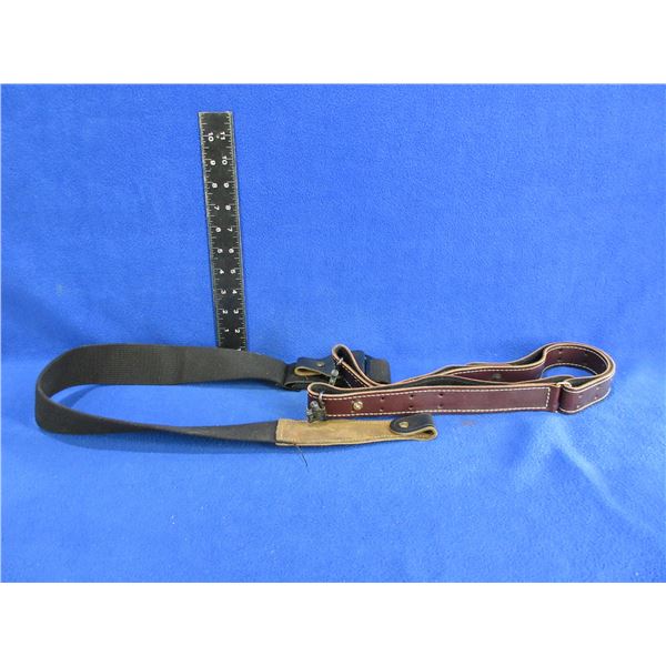 2 Rifle Slings - Levy's and a Leather Browning with QD Swivels