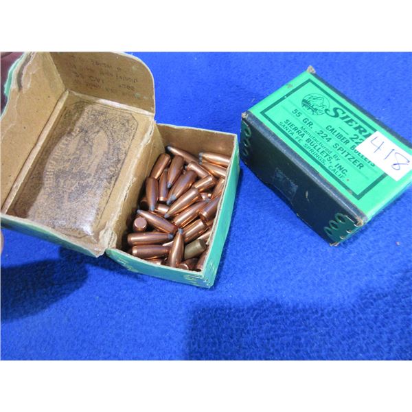 22 Cal. .224" 55gr Spitzer Sierra Bullets - Box of 100, Box of 54 (BT)