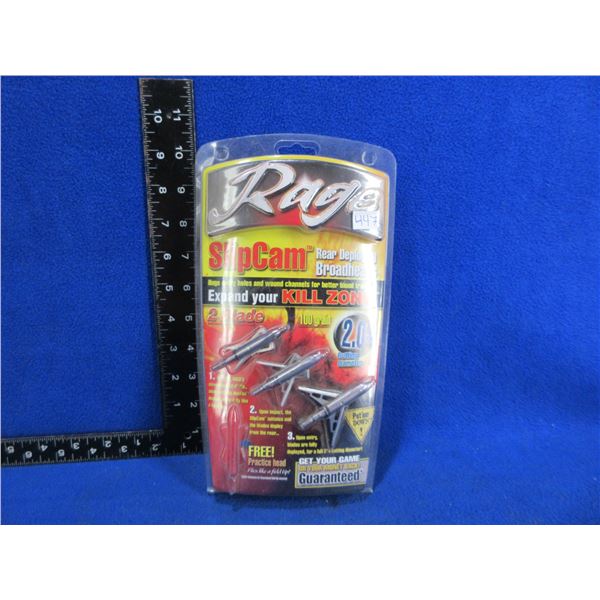 Rage SlipCam Rear Deploying Broadheads - 2 Blade, 100 Grain - Pack of 3