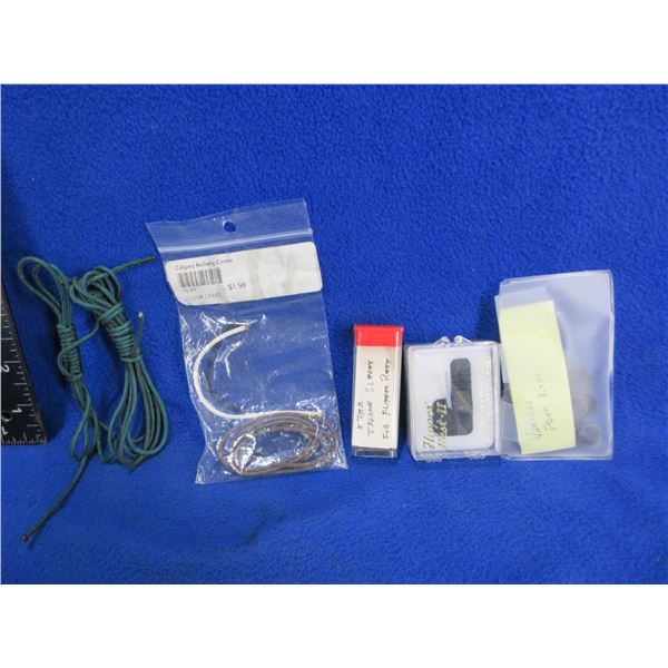 Lot of Misc. Archery - D-Loop Material, Flipper Rest & Sleeves, Peep Sights