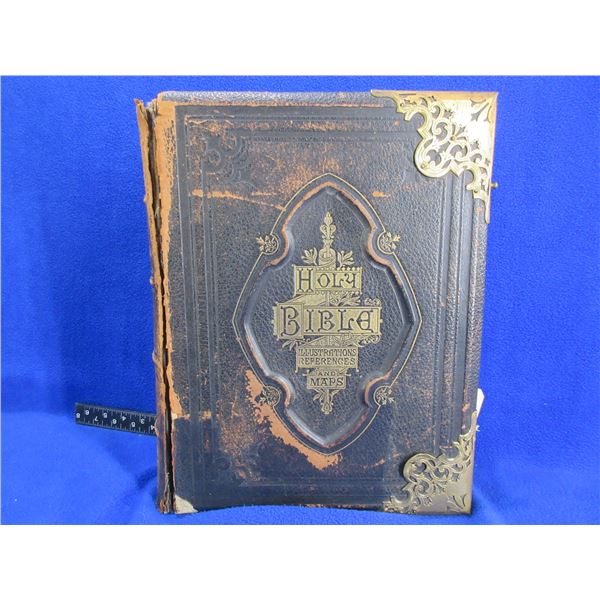 Vintage Large Holy Bible with Illustrations, References and Maps