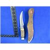 Image 2 : Compass Fixed Blade Knife # 853 w/ Stag Handle & Compass Sheath
