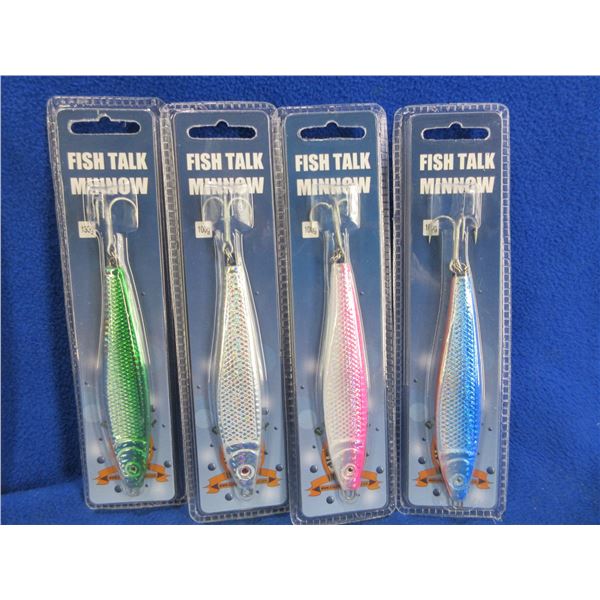 NEW - 4 Fish Talk Minnow Lures - Assorted Colors, 100g & 130g