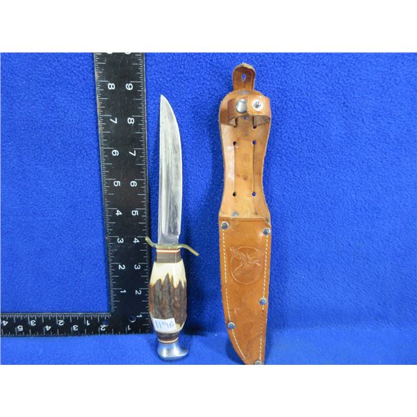 Vintage Mibro Solingen 828 Fixed Blade Knife with Leather Sheath