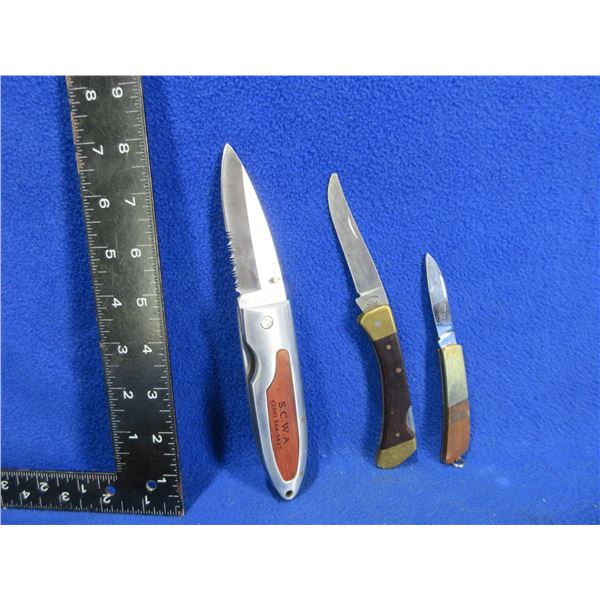 3 Folding Blade Pocket Knives - Rostfrei Striker Elite, Frontier Imperial, Rostfrei