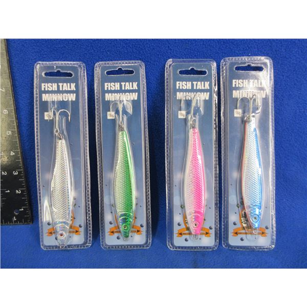 NEW - 4 Fish Talk Minnow Lures - Assorted Colors, 100g & 130g