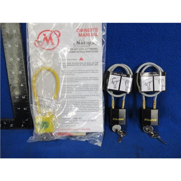 3 Cable Locks with 2 Keys Each and Mossberg Owners Manual