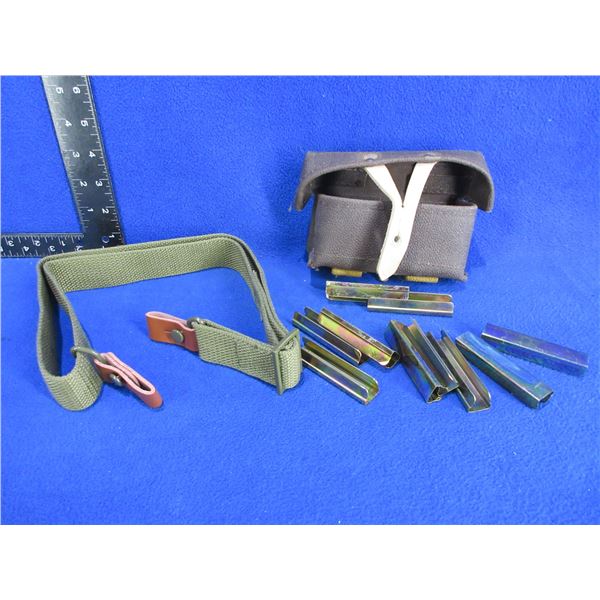 Mosin Nagant Ammo Pouch, Web Sling and 10 Stripper Clips