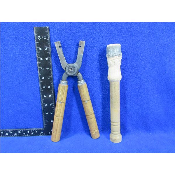 Large Bullet Mold Handles and Wooden Mallet