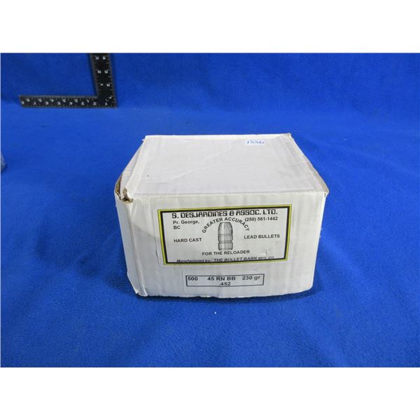 45 Cal. .452" 230gr RN BB Lead Bullet Barn Bullets - Box of 500
