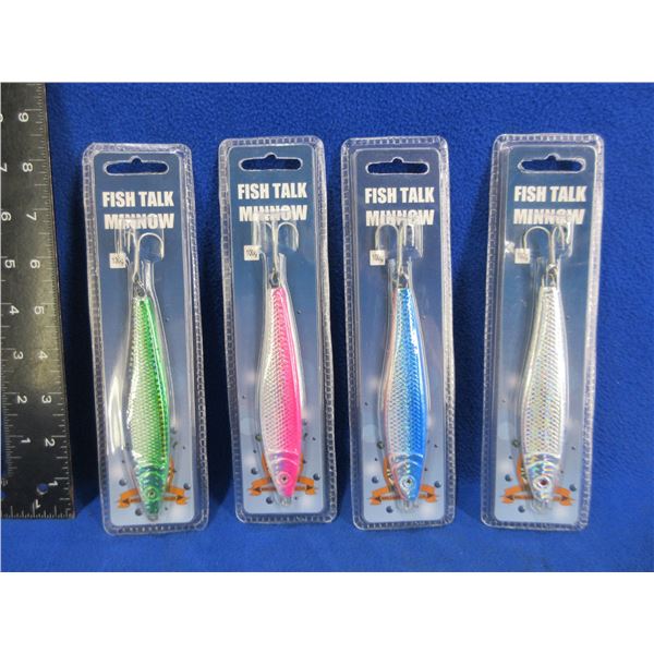NEW - 4 Fish Talk Minnow Lures - Assorted Colors, 100g & 130g