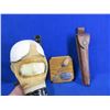 Image 1 : WWII Gas Mask w/ C-Broad Arrow, RCAF Silver Fork & Leather Case 7B/1271