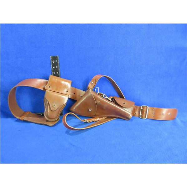 J.E. Lortie C. Ltd. Montreal Leather Belt w/ Holster, Handcuff & Mag Pouch