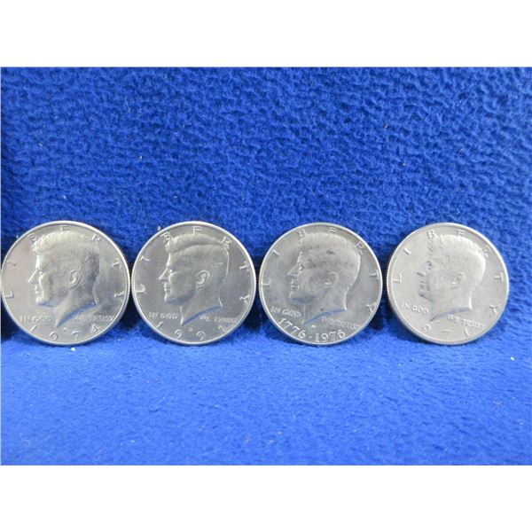 4 - USA Half Dollar Coins - 1971, 1974, 1991, 1776-1976