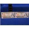 Image 1 : 2 Canadian One Dollar Bills - 1973 x 2