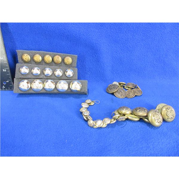 Lot of Approx. 55 Assorted Brass Buttons