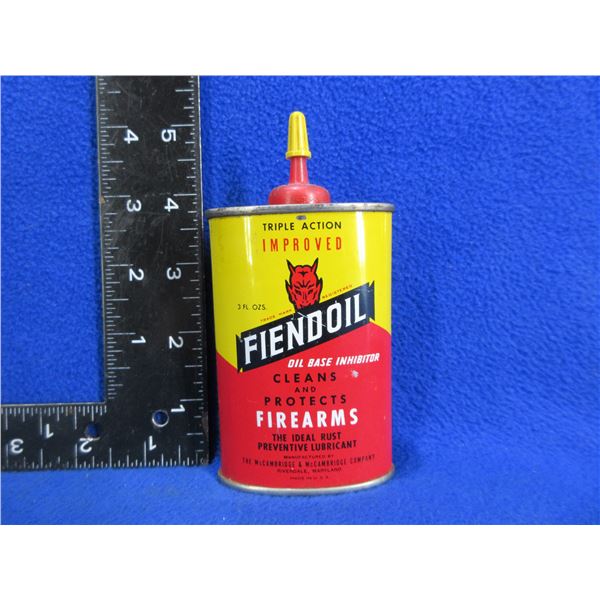 Vintage FiendOil Oil Base Inhibitor Collector Tin 3 oz - Approx. 1/2 Full
