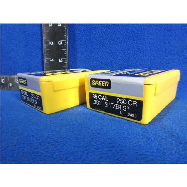 35 Cal. .358" 250gr Spitzer SP Speer Bullets - 2 Sealed Boxes of 50