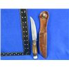 Image 2 : Mibro 808 Solingen Fixed Blade Knife w/ Stag Handle & Leather Sheath