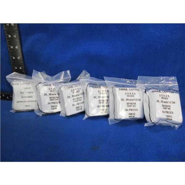 NEW - Cotton Swabs - 2.5" x 2.5" - 6 Packs of 50