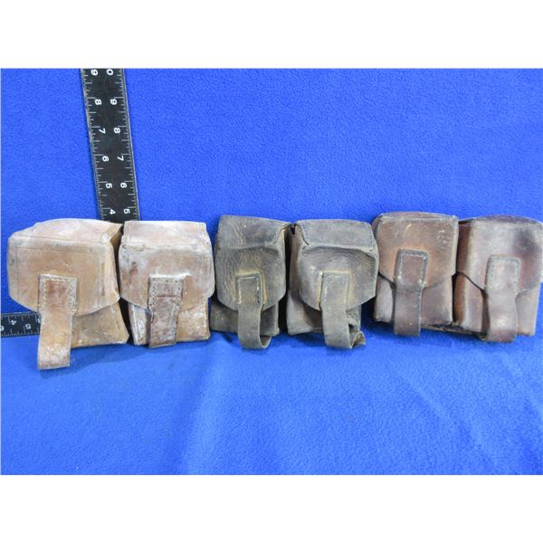 3 - Yugoslavian 2 Pocket Leather Ammo Pouch for Mauser