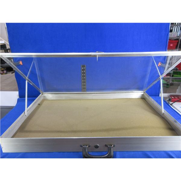 Aluminum Display Case with Tempered Glass - 34" x 22" x 3 1/8" - PICK UP ONLY