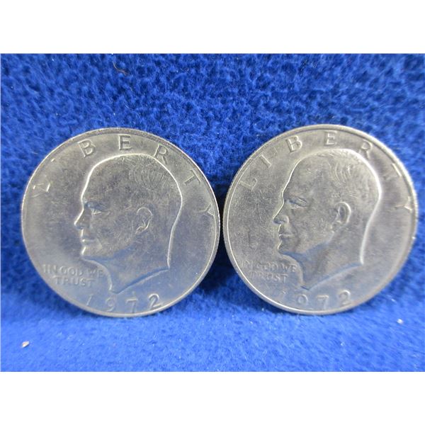 2 - 1972 USA One Dollar Coins "Eisenhauer Dollar"