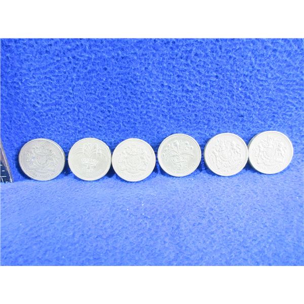 6 United Kingdom One Pound Coins - 1983 x 4, 1989, 1990