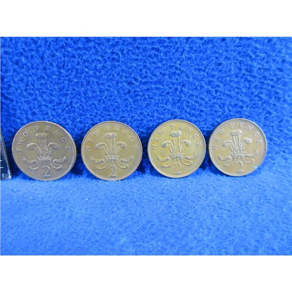 4 United Kingdom 2 New Pence Coins - 1971 x 2, 1979, 1988