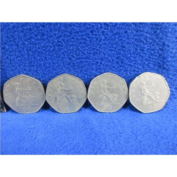 4 United Kingdom 50 New Pence Coins - 1969, 1978, 1980, 1982