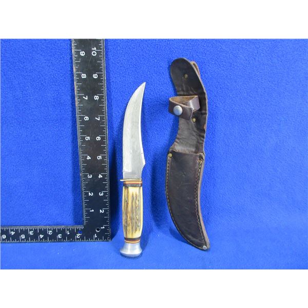 Vintage 10-5 Solingen Germany Fixed Blade Knife w/ Stag Handle