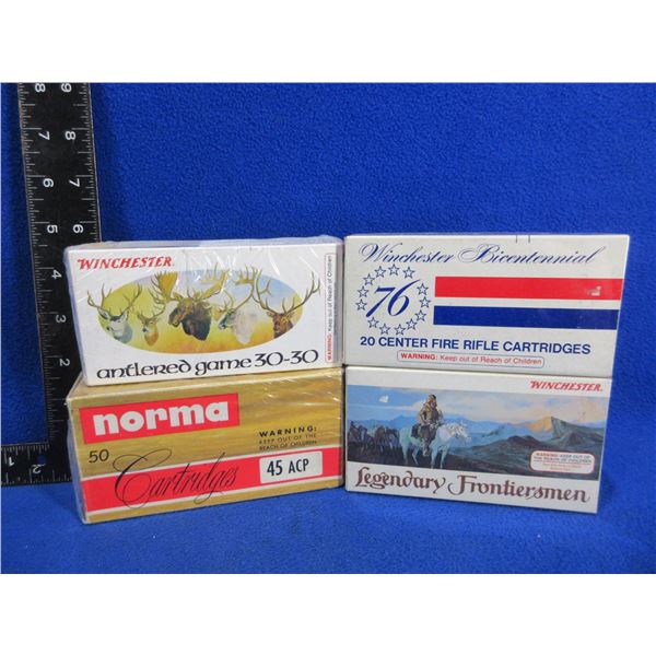 4 Empty Collector Ammo Boxes - 3 Winchester and a Norma