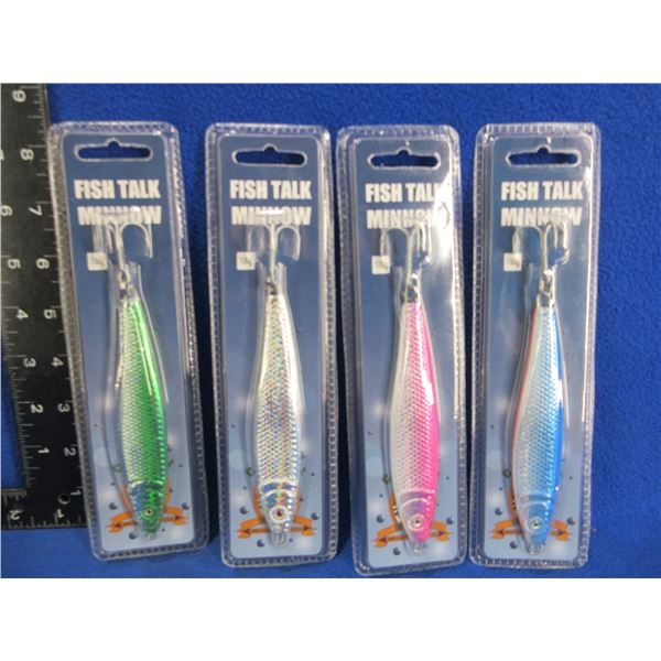 NEW - 4 Fish Talk Minnow Lures - Assorted Colors, 100g & 130g