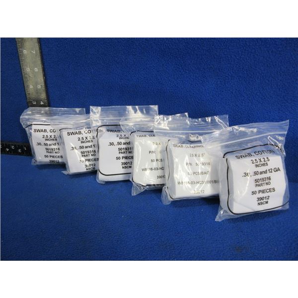 NEW - Cotton Swabs - 2.5" x 2.5" - 6 Packs of 50