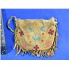 Image 1 : Native American Leather Hand Bag with Fringes and Embroidery