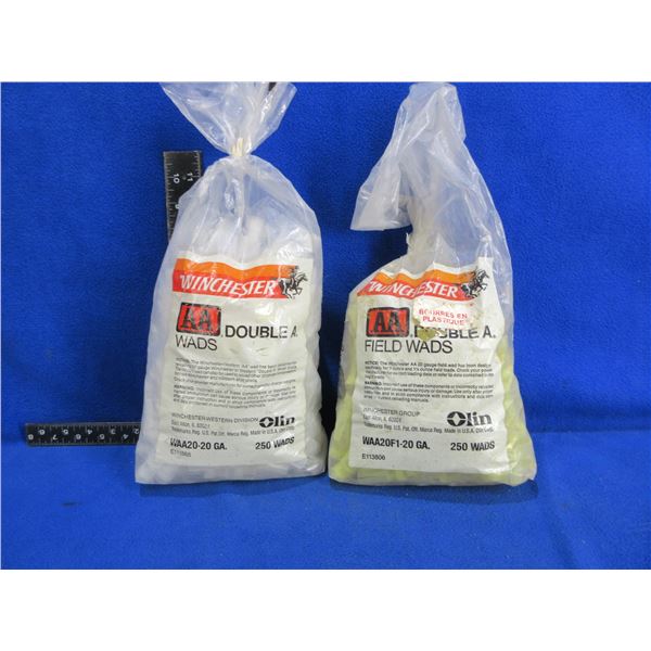 20 Gauge Winchester AA Wads - Bag of 250 and Bag of 250 Approx. 3/4 Full