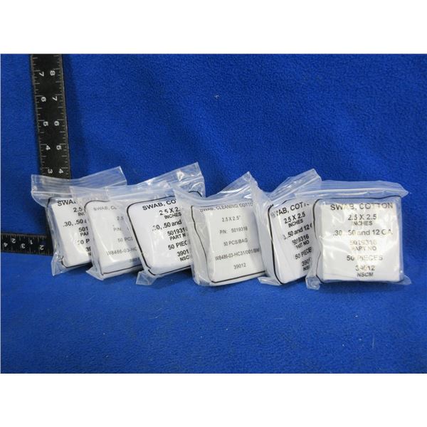 NEW - Cotton Swabs - 2.5" x 2.5" - 6 Packs of 50