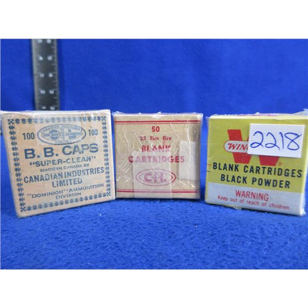 Collector Ammo - CIL BB Caps & 22 RF Blanks, Winchester 22 Short Blanks