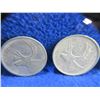 Image 2 : 4 Canadian 25 Cent Coins - .800 Silver - 1943 x 2, 1954, 1961