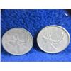 Image 3 : 4 Canadian 25 Cent Coins - .800 Silver - 1943 x 2, 1954, 1961