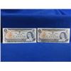 Image 1 : 2 Canadian One Dollar Bills - 1973 x 2