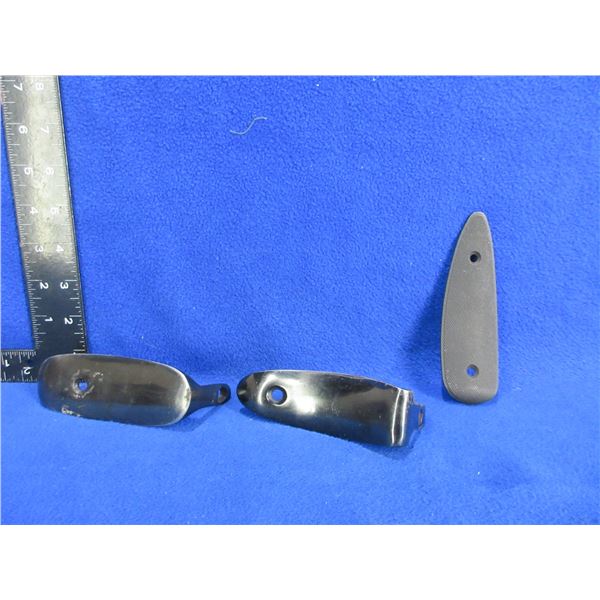 3 Unknown Metal Butt Plates - 1 is Marked 4354