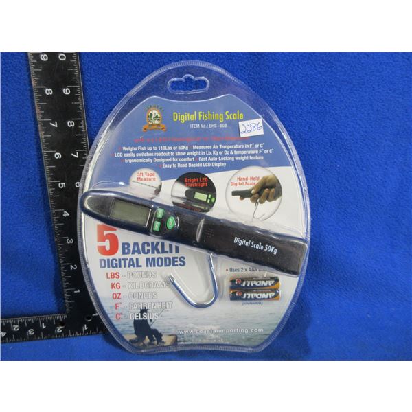 NEW - Coastal Importing Digital Fishing Scale w/ Flashlight & Tape Measure