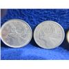 Image 2 : 3 Canadian 25 Cent Coins - .800 Silver - 1942, 1953, .500 Silver - 1968