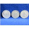 Image 4 : 3 Canadian 25 Cent Coins - .800 Silver - 1942, 1953, .500 Silver - 1968