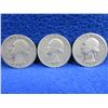 Image 1 : 3 USA 1/4 Dollar Coins "Washington Silver Quarter" - .900 Silver - 1943 x 2, 1953