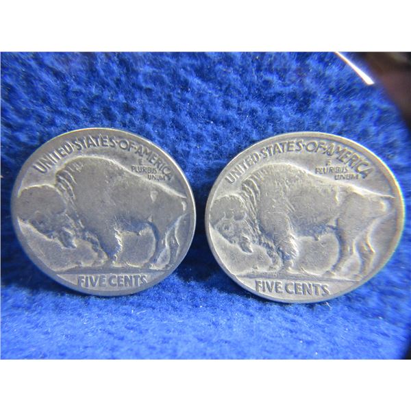 2 USA Five Cent Coins "Buffalo Nickel" - 1936 and Illegible