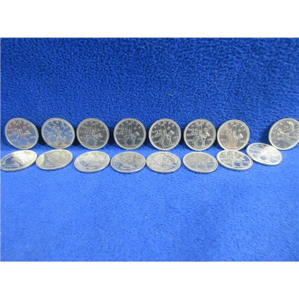 12 Canadian 25 Cent Coins - 1973 x 11, 1979 x 1