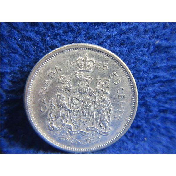 1965 Canadian 50 Cent Coin - .800 Silver
